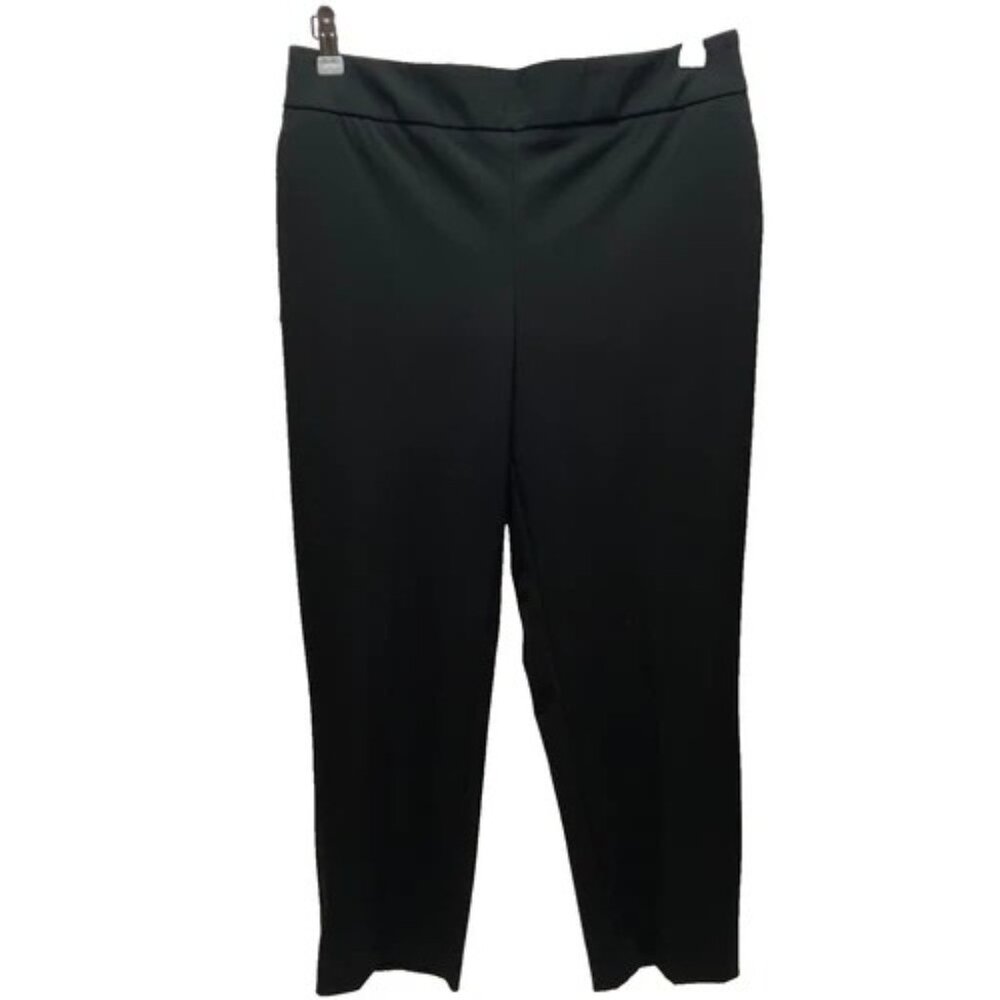 Hilary Radley Ankle Pants Women's Large Black Mid Slim Flat Pull-On‎ Slacks NWT